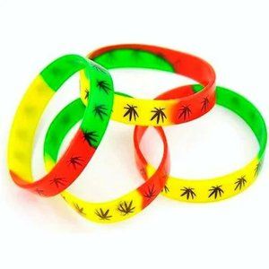 4-Pack Cannabis Leaf Wristband Bracelet Pot Plant Marijuana Jewelry Weed Ganja